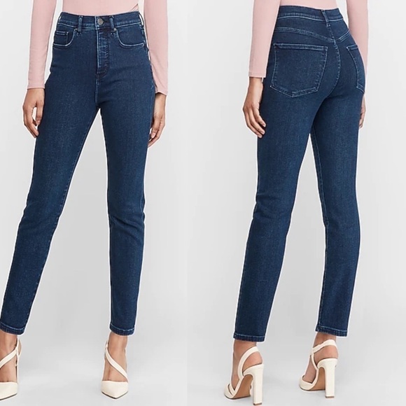 Express NWOT Super High Waisted Slim Ankle Length Jeans - Picture 1 of 5